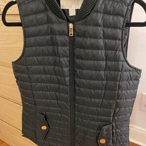 Michael Kors Black Quilted Vest with Gold Details